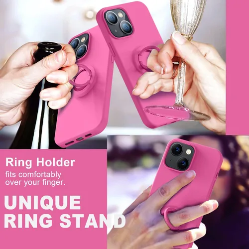 Vista 7 de Thomo Funda compatible con iPhone 14 Plus, silicona líquida suave de alta calidad a prueba de golpes [soporte de anillo]