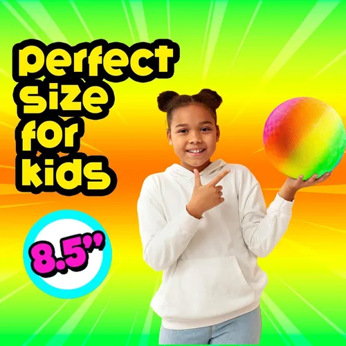 Vista 3 de PlayBolt Rainbow Playground Ball - Pelota inflable de goma de 8.5 pulgadas (paquete de 1) para niños y adultos, juegos en interiores y exteriores