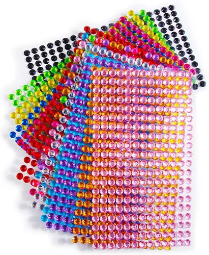 Vista 6 de Hisenlee 3120 calcomanías autoadhesivas de diamantes de imitación de 0.236 pulgadas de diámetro, calcomanías de gemas de cristal acrílico