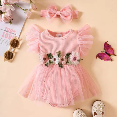 Vista 16 de Mameluco para bebé y niña, ropa floral para el verano, traje de verano