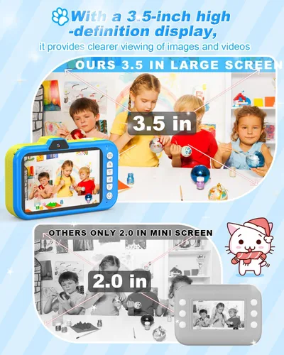 Vista 7 de Cámara para niños Uffylle, selfie frontal de 1080P 48MP, cámara de juguete para niños pequeños con pantalla grande de 3.5 pulgadas, zoom 10X