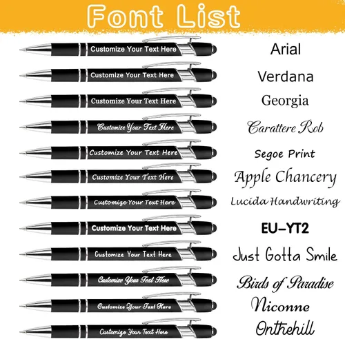 Vista 2 de Amlion Bolígrafos personalizados a granel, bolígrafos personalizados con lápiz capacitivo con nombre, mensaje y logotipo grabado, regalo
