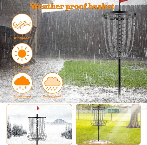 Vista 4 de Disc Golf Basket,Heavy Duty 24 Chain Portable Target