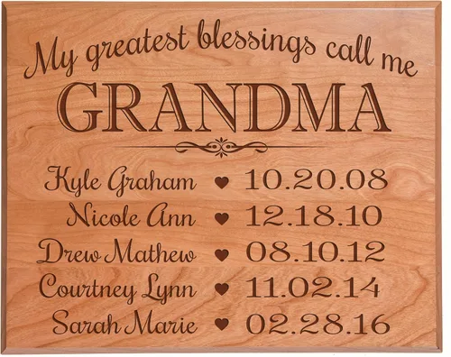 Vista 7 de LifeSong Milestones Regalos personalizados para abuela con placa de año establecido con nombres de niños y fechas para recordar mis mayores Cereza