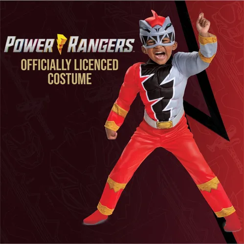 Vista 4 de Disfraz de Rangers Dino Fury Red Ranger para niños pequeños