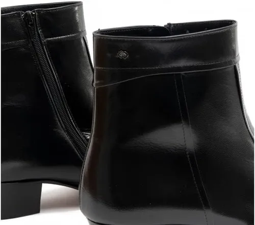 Vista 4 de Club Cubano EMMANUEL Botas de tacón cubano de cuero liso para hombre color negro