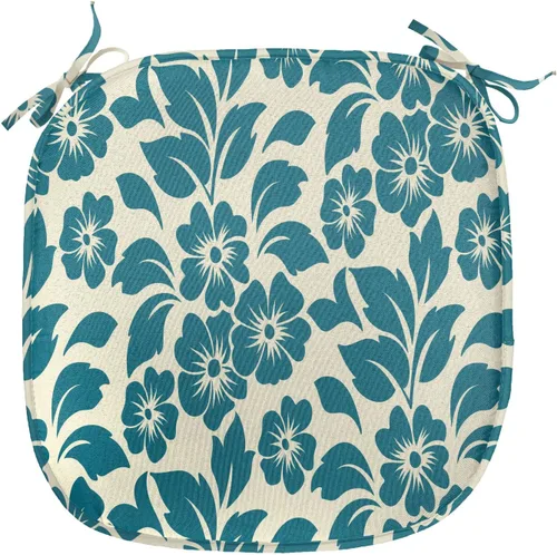 Vista 203 de Ambesonne Cojín de asiento para silla de flores, detalles florales con hojas y remolinos, estampado artístico romántico y vívido y vibrante