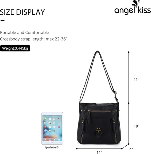 Vista 3 de Angel Kiss Bolsos cruzados, bolsos de hombro y bolsos para mujer, con múltiples bolsillos, para uso diario, suave, tipo hobo monederos tamaño mediano