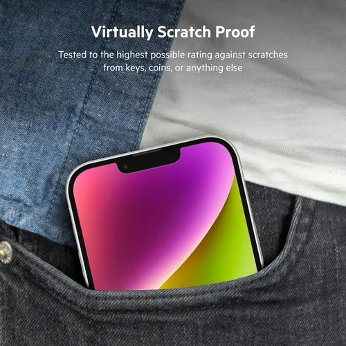 Vista 5 de Belkin UltraGlass - Protector de pantalla para iPhone 14, iPhone 13 Pro, fácil aplicación con bandeja guía de instalación, protector de pantalla