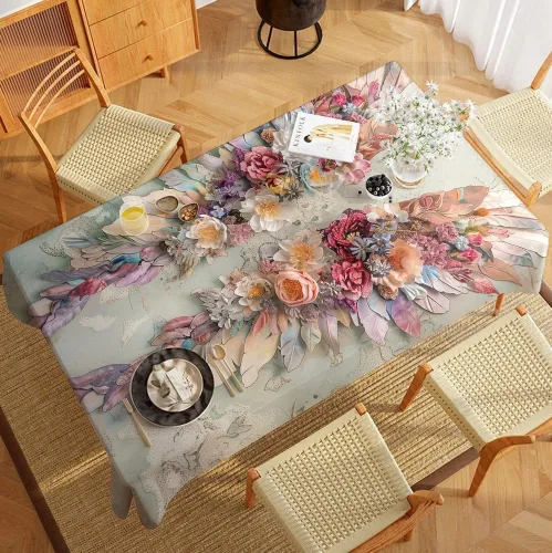 Vista 10 de Mantel rectangular rústico a prueba de derrames, impermeable, con mariposas, decoración de mesa, cubierta de mesa de girasol, color marrón y Marrón