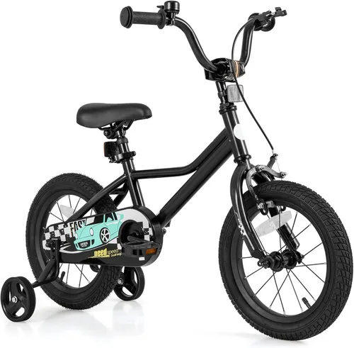 Vista 10 de BABY JOY Bicicleta para niños, 12, 14, 16, 18 pulgadas, bicicleta deportiva con ruedas de entrenamiento extraíbles, frenos de mano y posavasos