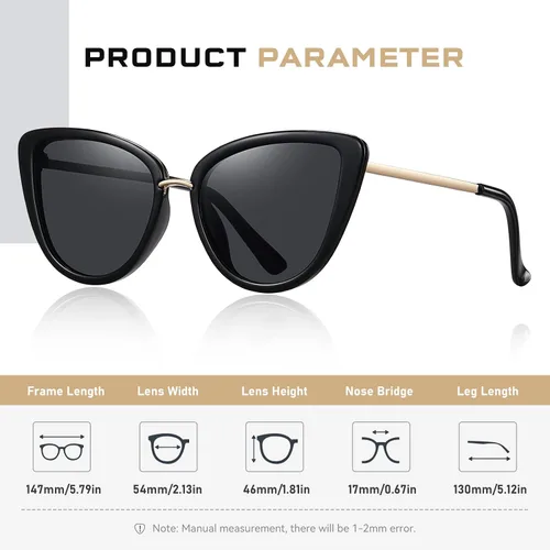 Vista 4 de Colrea Gafas de sol polarizadas de gran tamaño para mujer estilo retro vintage marco grande UV400 CL22003