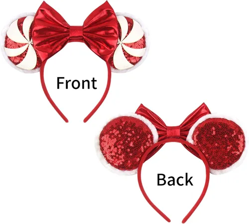 Vista 9 de Diadema de Navidad, orejas de ratón, decoraciones navideñas, sombreros de Navidad