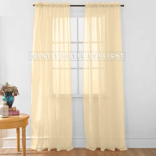 Vista 2 de Elegant Comfort Panel transparente de 2 piezas con bolsillo para barra de 2 pulgadas, cortinas de ventana de 40 pulgadas de ancho x 84 pulgadas