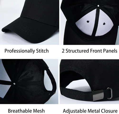 Vista 4 de Gorra de béisbol para hombre y mujer, de algodón, clásica, ajustable, liso, de perfil bajo, unisex
