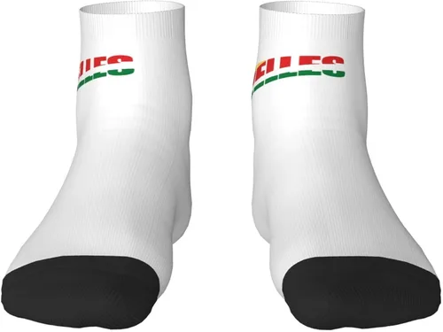Vista 2 de GDJF Seychelles Flag Seychellese Text Word Art Ankle Socks Winter Low Cut Sports Warm Breathable Comfort Casual Socks For Mens And Womens - 1