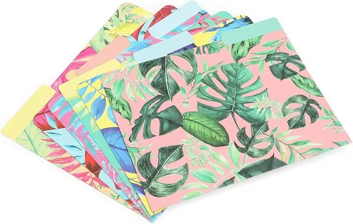 Vista 8 de Paper Junkie Carpetas decorativas para archivos, paquete de 12, tamaño carta, tropical, carpetas y bolsillos de cartulina, pestañas de corte 1/3