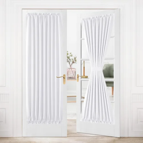 Vista 105 de DWCN Cortinas para Puertas Francesas – Cortinas opacas térmicas con bolsillo para barra para puertas con ventana de cristal, puertas de cocina