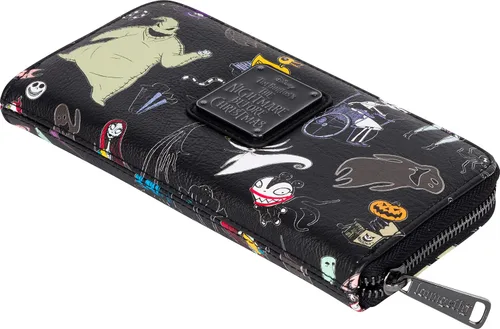 Vista 3 de Loungefly Disney The Nightmare Before Christmas - Cartera estilo acordeón y cremallera alrededor
