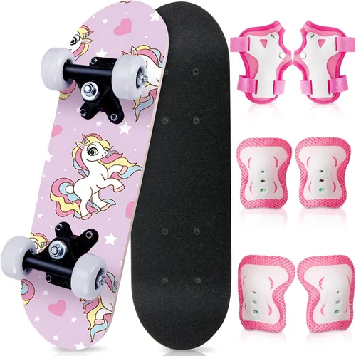 Vista 30 de Honoson Juego de 7 piezas de rodilleras, coderas y muñequeras para patinetas para principiantes y niños pequeños