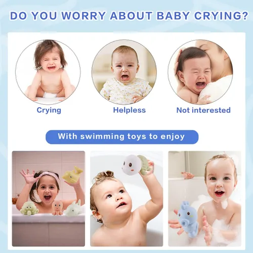 Vista 7 de AMCHSURI Juguetes de baño de animales marinos sin moho, paquete de 10 Juguetes sensoriales de agua para bebés de 6 a 18 meses y niños pequeños