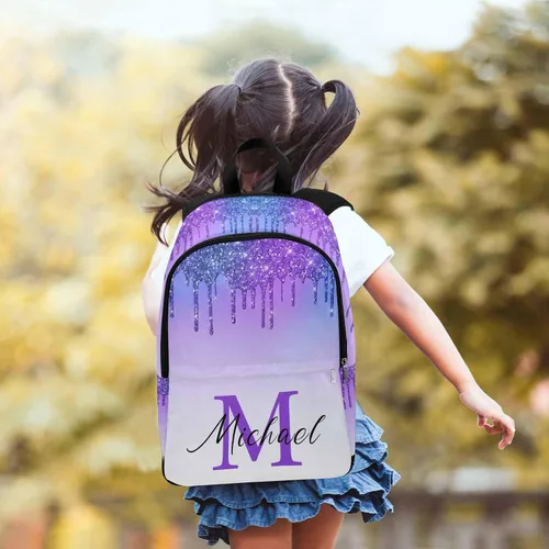 Vista 5 de M YESCUSTOM Mochila personalizada con nombre, mochila escolar para adolescentes, niñas, niños, mochila colorida para viajes escolares, 0706-01