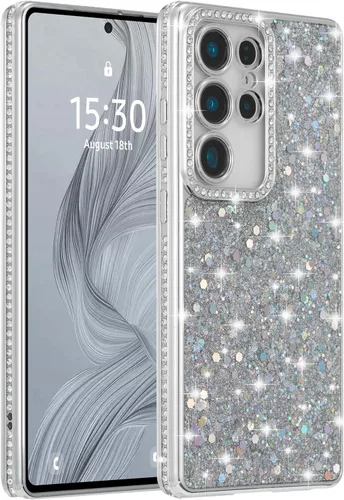 Vista 13 de FABSPARK Funda para Samsung Galaxy S22, Cristal Brillante Diamante Pedrería Lentejuela Brilloso Reluciente Espumoso Brillante Lujoso Galvanizado