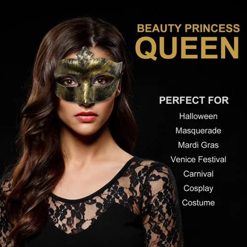 Vista 6 de Máscara de mascarada para hombre, máscara de encaje para pareja, máscara veneciana griega romana para fiesta de disfraces de Halloween