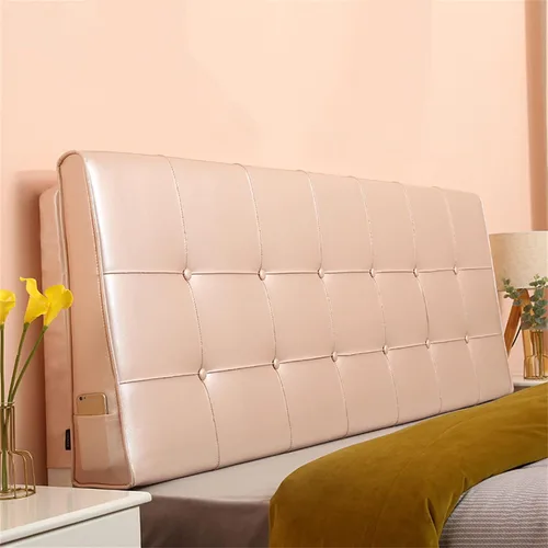 Vista 9 de Cabecera tapizada de cuero con botones tamaño King, almohada de lectura con respaldo y soporte lumbar, almohada de cuña para sofá, cama con funda