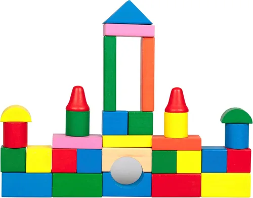 Vista 4 de Right Track Toys Bloques de madera – Juego de bloques de construcción de madera de 100 piezas con bolsa de transporte (color arco iris) – 100%