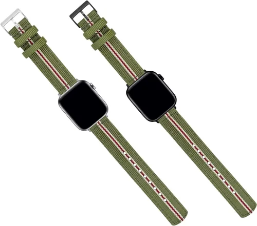 Vista 2 de BARTON WATCH BANDS - Correas de reloj de nailon de estilo militar compatibles con modelos de Apple Watch - 1, 2, 3, 4, 5, 6, 7, 8, 9, 10, SE, Ultra
