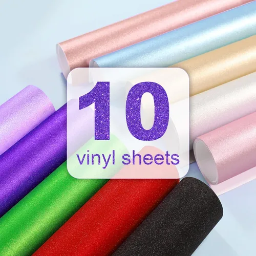Vista 3 de TECKWRAP Hojas adhesivas de vinilo brillante con purpurina para cortador de manualidades, 12 x 12 pulgadas, 10 hojas/paquete