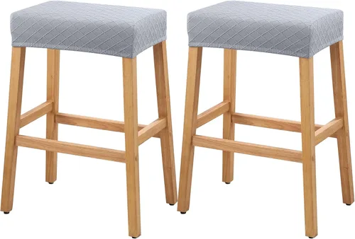 Vista 20 de YISUN Fundas de taburete rectangulares, paquete de 2 fundas elásticas impermeables para asiento de silla de montar, taburetes de bar, sillas de bar