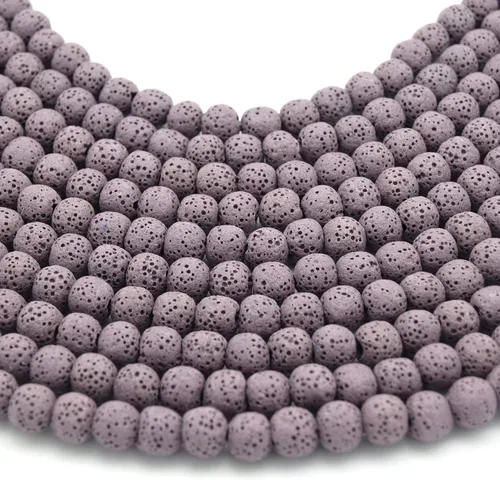 Vista 4 de Cuentas de lava redondas moradas de 0.315 pulgadas para la fabricación de joyas, piedra semipreciosa, piedra de dragón, cuentas de piedras