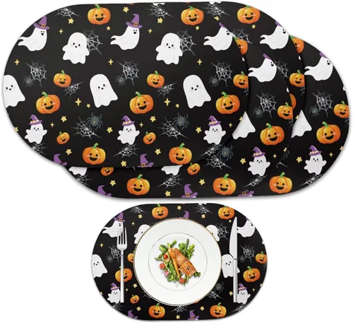 Vista 32 de Autumn Placemats Set of 2 Waterproof Wipeable 12X18 Inch Faux Leather Non Slip Heat Resistant Mats for Thanksgiving Dinner Outdoor Decor