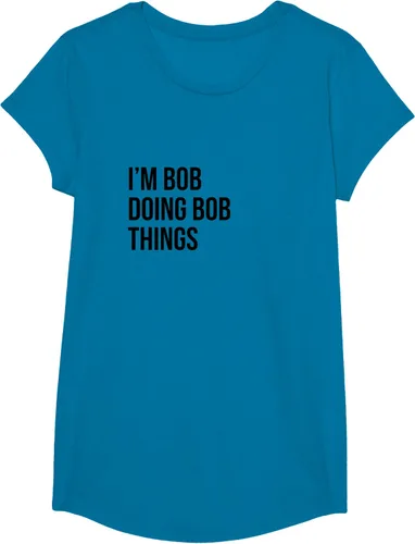 Vista 72 de Camiseta con texto en inglés "I'm Bob Doing Bob Things" Asfalto