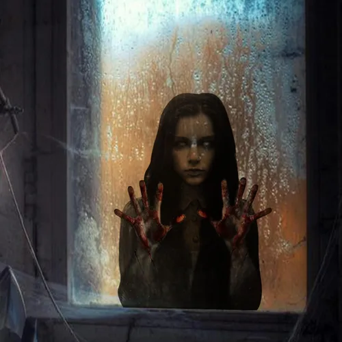 Vista 4 de Decoraciones de fantasmas femeninas de Halloween, calcomanías de pared espeluznantes de fantasma, silueta de fantasma aterrador, calcomanías de arte