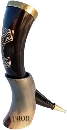 Vista 4 de Tazas de cuerno de Thor para beber vikingos Tazas para vino cerveza estilo vikingos regalo para hombres Cumpleaños Navidad Fiesta
