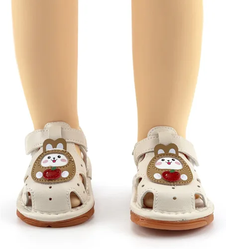 Vista 2 de SOFMUO Sandalias chirriantes antideslizantes con suela de goma suave y puntera cerrada, zapatos de verano al aire libre para niños pequeños