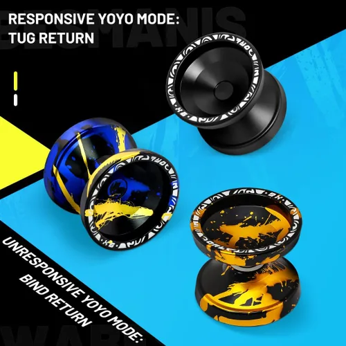Vista 5 de X6 Yoyo profesional de trucos para niños y principiantes, Yoyo 6061 Responsive Yoyos de aleación de aluminio con rodamiento KK, eje, bolsa, 10