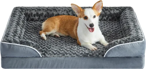 Vista 12 de WNPETHOME Camas para perros de gran tamaño, sofá cama ortopédica lavable para perros con forro impermeable y parte inferior antideslizante para Gris