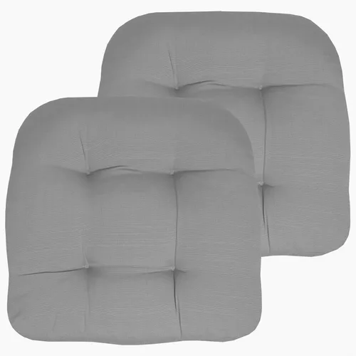 Vista 9 de Sweet Home Collection - Cojines para silla de patio y exterior, almohadillas prémium con relleno grueso y cómodo de fibra, mechones, 19 x 19 Negro