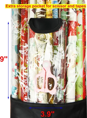 Vista 4 de Freegrace Organizador de papel de regalo Bolsa de almacenamiento grande de 9 x 40.9 pulgadas Organización de bolsas de regalo debajo de la cama