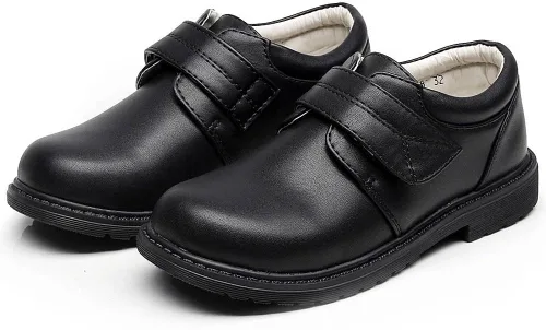 Vista 3 de rismart Zapatos de vestir Oxfords con punta redonda y cierre de velcro para niño