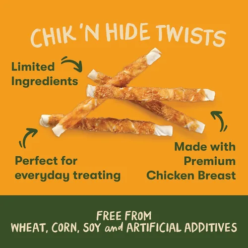 Vista 4 de Pet 'n Shape Chik 'n Hide Twist - Golosinas naturales envueltas en pollo para perros, grandes, 6