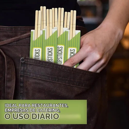 Vista 7 de Stock Your Home Palillos desechables de bambú (50 unidades), palillos separados a granel para sushi, comida china, japonesa y asiática, palillos