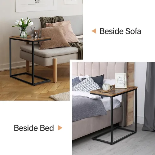 Vista 4 de ZENY Mesa auxiliar en forma de C, mesa auxiliar para sofá, sofá y cama, bandeja de TV, mesa C de escritorio para sala de estar, dormitorio, 13.8 x