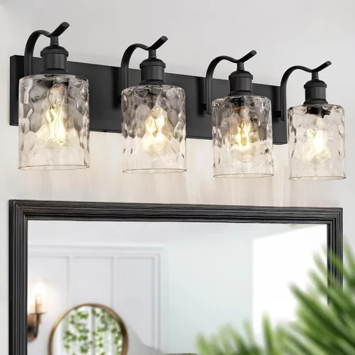 Vista 35 de Lámpara de tocador de baño de 3 luces, aplique de pared de níquel cepillado, lámpara de baño moderna con vidrio transparente, VL01BN-3 Níquel