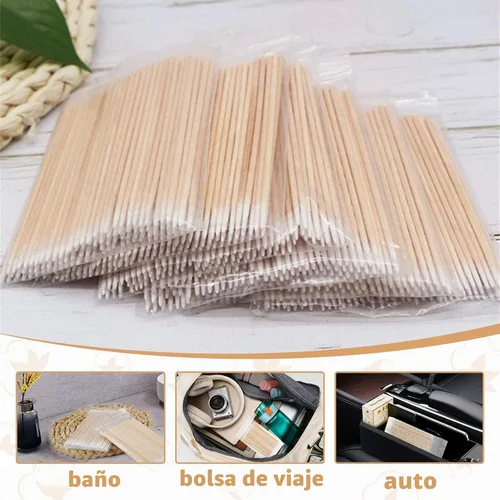 Vista 2 de 1000 hisopos de algodón microblading, punta puntiaguda, hisopos de algodón, palitos de madera, aplicador de punta de algodón, suministros