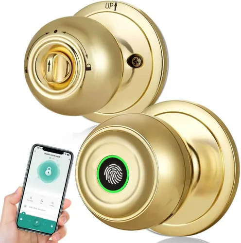 Vista 8 de KLLOQUE Smart Door Lock,Smart Keypad Door Knob with Lock,Bright Silver